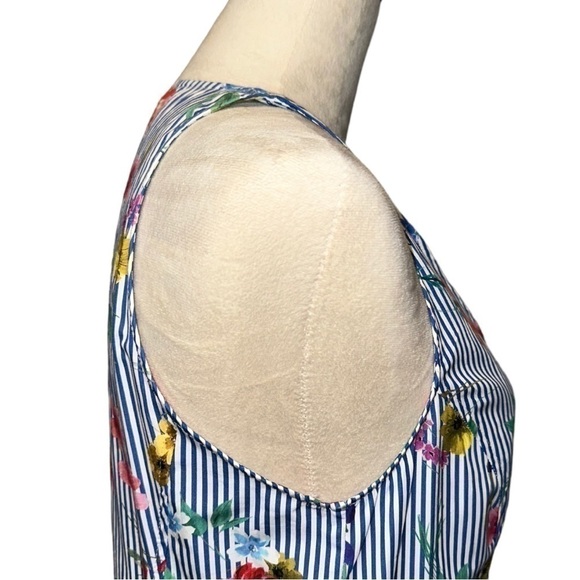 Zara Striped Floral Midi Dress Medium M - Picture 7 of 16
